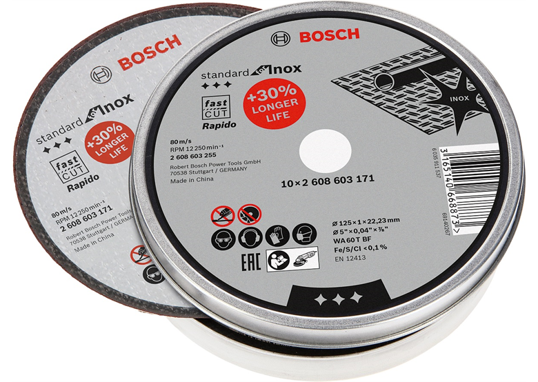 Přímý řezný kotouč (10 ks) Bosch Standard for Inox Rapido