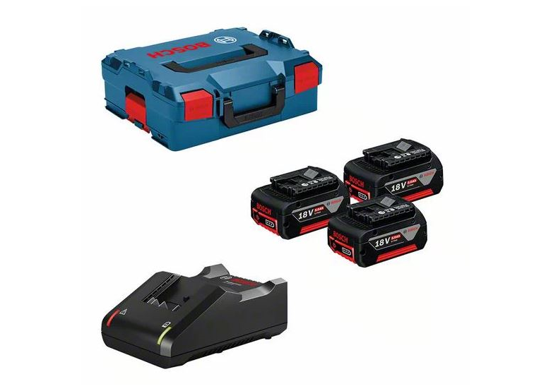 3 akumulátory GBA 18V 5,0 Ah, nabíječka GAL18V-40 a kufr L-BOXX 136 Bosch 0615990L3T