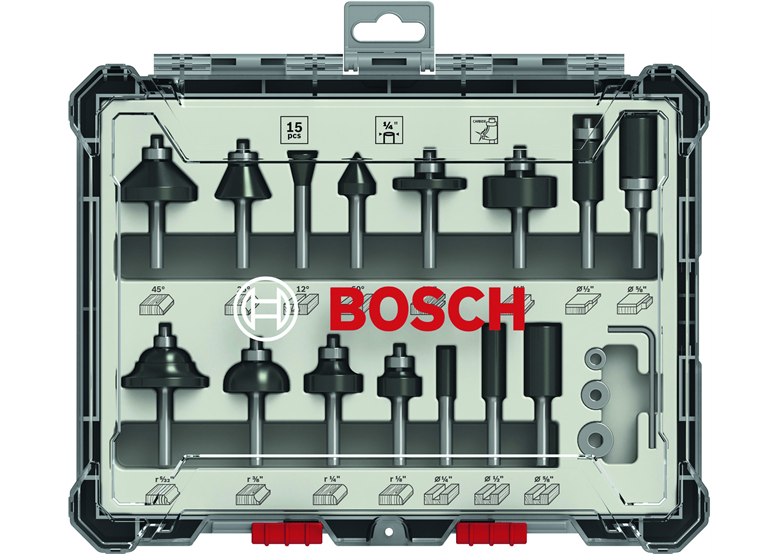 Stopkové frézy 1/4" 15ks. Bosch 2607017473