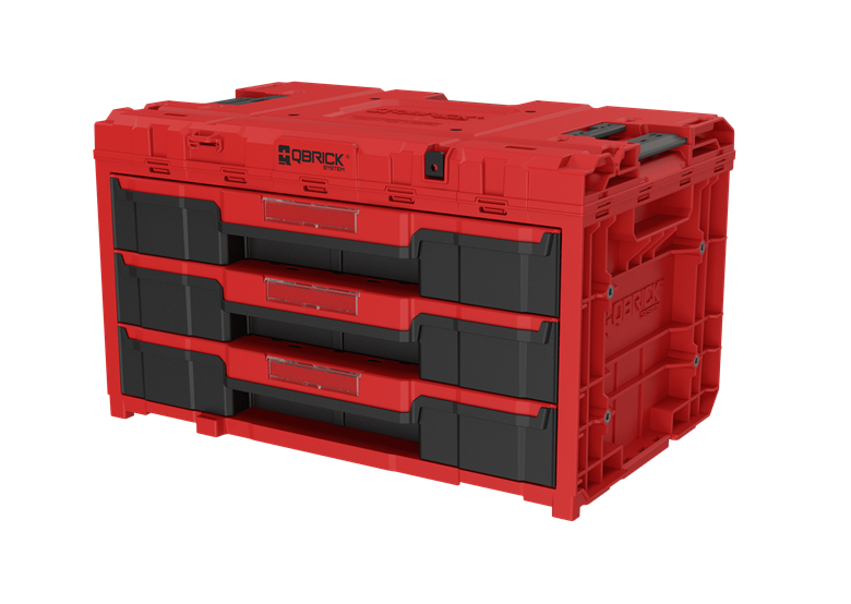 Box se šuplíky Qbrick System ONE 2.0 DRAWER 3 TOOLBOX EXPERT RED Ultra HD Custom